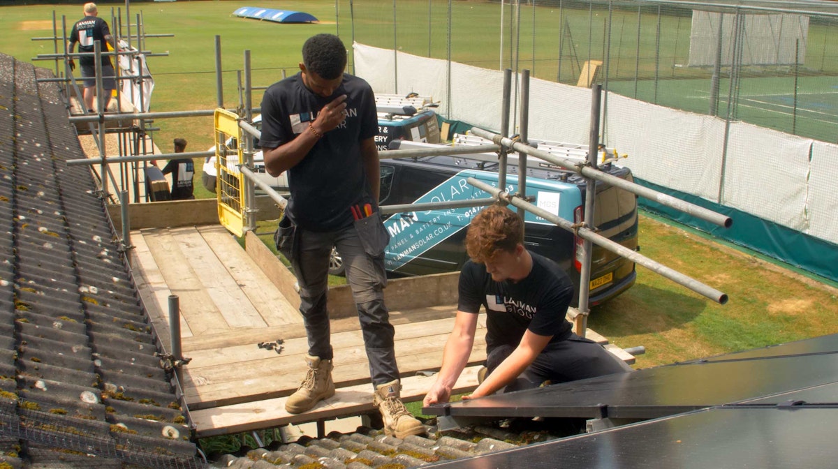 Copdock Cricket Club solar installation in progress